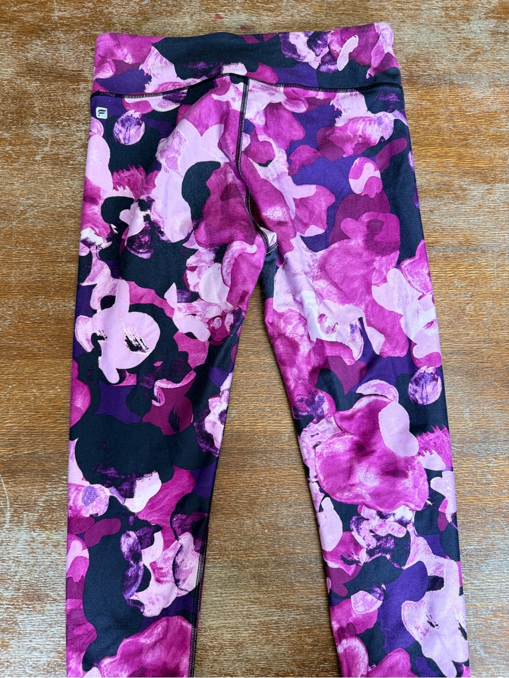 Fabletics Girls' Pink Purple Camouflage Floral Leggings